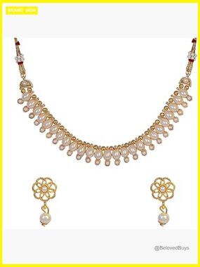 Indian Choker Set Faux Pearl Kundan Wedding Jewelry Set for Women Bollywood